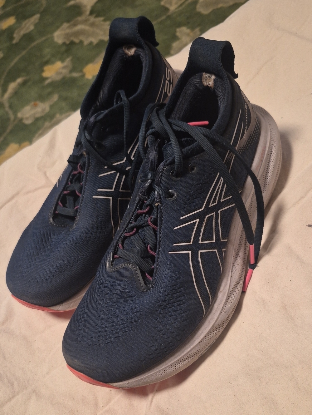 Asics Navy and Pink Women's Running Shoes